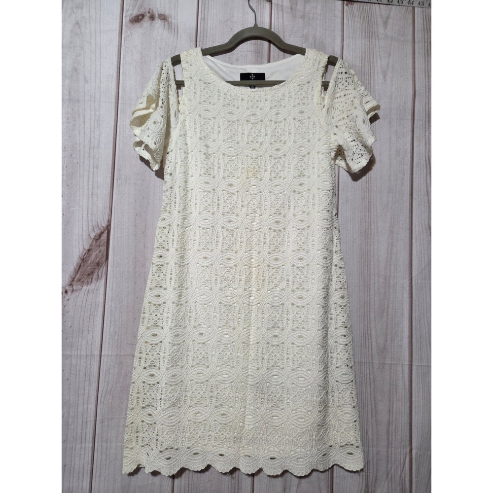 Ronnie Nicole Dress Ladies Small Ivory Lace Cold Shoulder